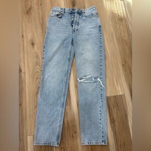 We The Free People Jeans Womens 26 High Rise Straight Leg Distressed Button fly